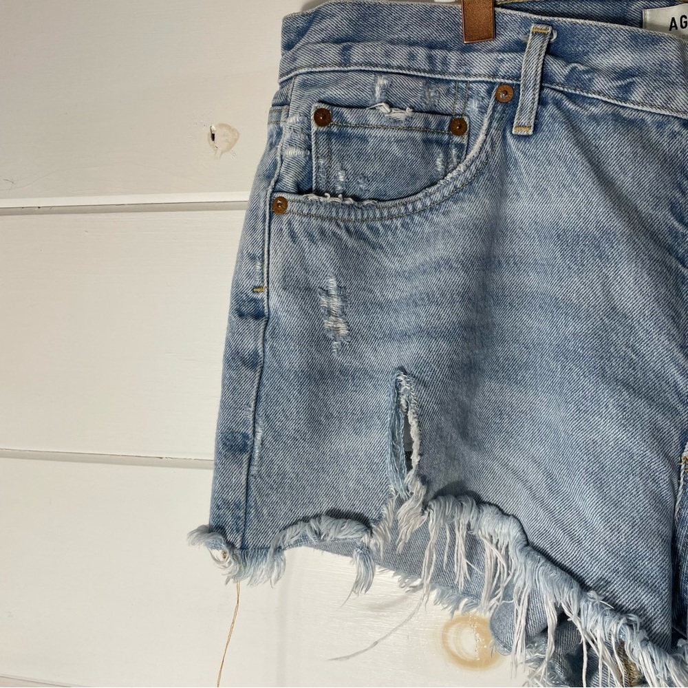 Agolde Parker High Waist Distressed Button Fly Denim Short Size 32 Plus - Picture 4 of 10